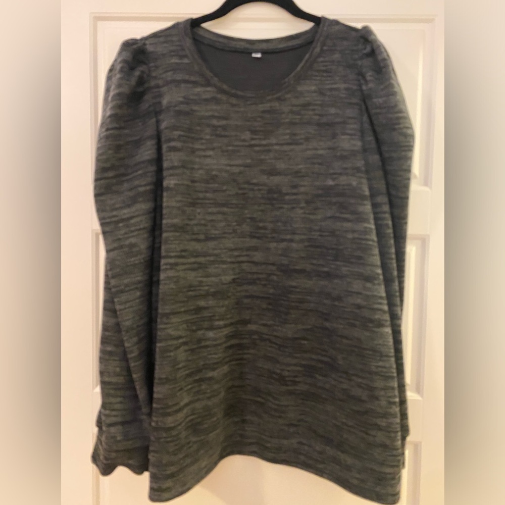 Dark Grey Pullover Top with Sleeve Detail